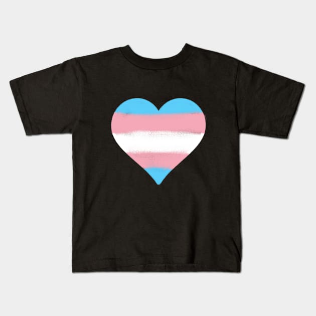 Transgender Flag Heart Kids T-Shirt by -